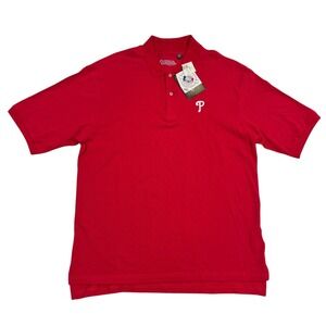 Stitches Philadelphia Phillies MLB Polo Shirt Red Short Sleeve Mens XL NWT